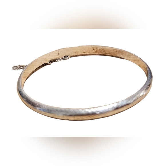 Vintage Sterling Silver Etched Bangle Bracelet - Picture 1 of 5